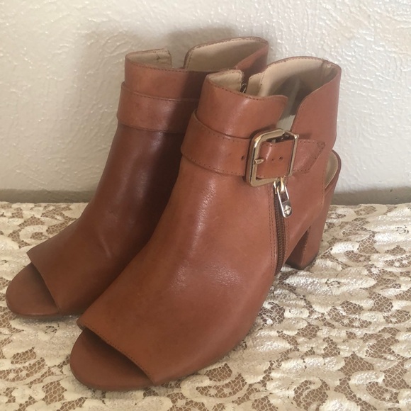 ANTONIO MELANI Brown Ankle Boots with Peep-Toe and Buckle - Picture 2 of 3